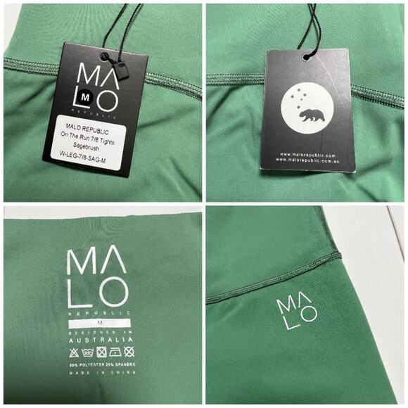 NWT MALO Republic On the Run 7/8 Tights SIZE M Sagebrush Green Yoga Pants NEW - Picture 6 of 14